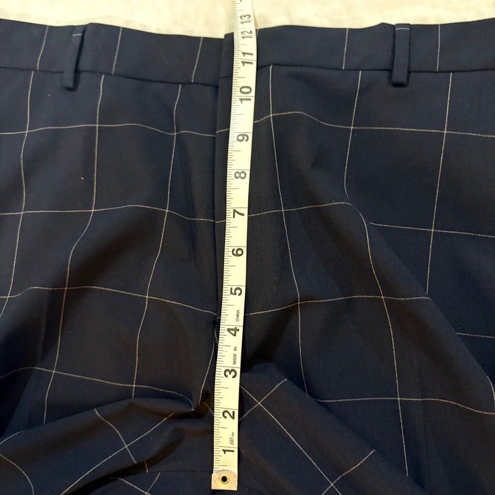 H&M New Slim Fit Windowpane Check Dress Pants Navy Blue 4-Way Stretch Size 42 - Picture 9 of 9